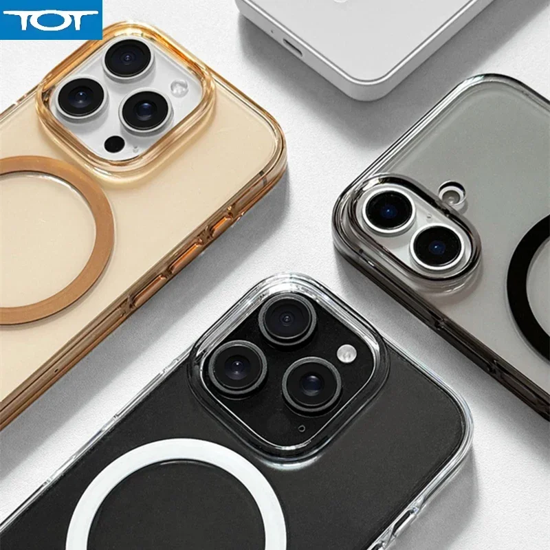 

Магнитный прозрачный защитный чехол Magsafe с беспроводной зарядкой для iPhone 16, 15 pro max 16 Pro 15, прозрачный простой бампер, жесткий чехол для ПК