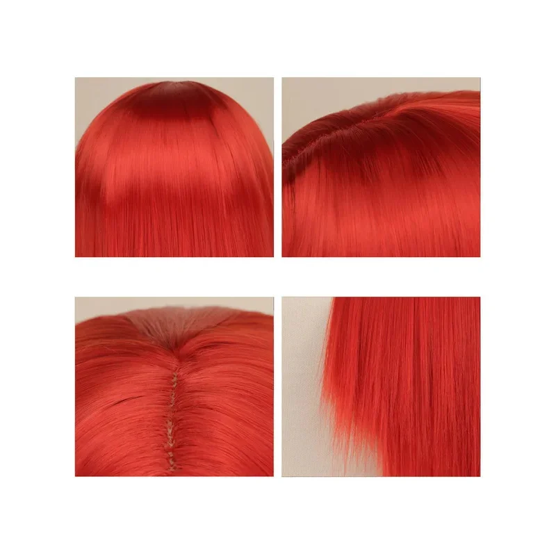 SN55Halloween Horror Night Anime Wig Sally Cosplay Wigs Red Medium Long Straight Hair For Female@54WE