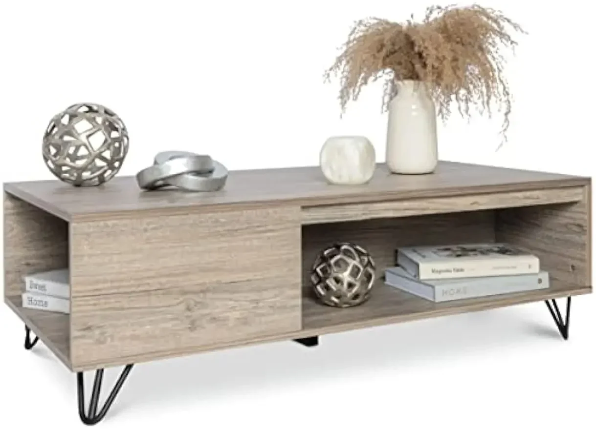 Modern Farmhouse Coffee Table with Storage Grey,modern coffee table brings style and charm to your living room, office