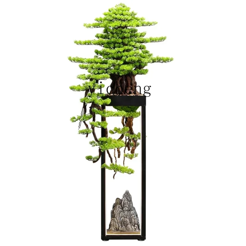 b20New Chinese Simulation Welcome Pine Green Plant Bonsai Entrance Ornament Large Floor Decoration
