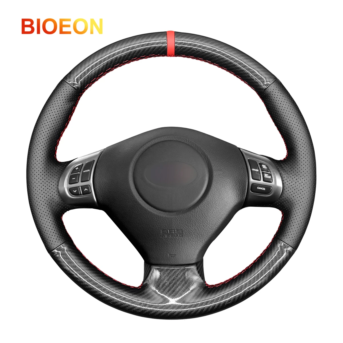 Bioeon Black PU Carbon Fiber Leather Car Steering Wheel Covers for Subaru Forester Impreza Legacy Outback Impreza WRX