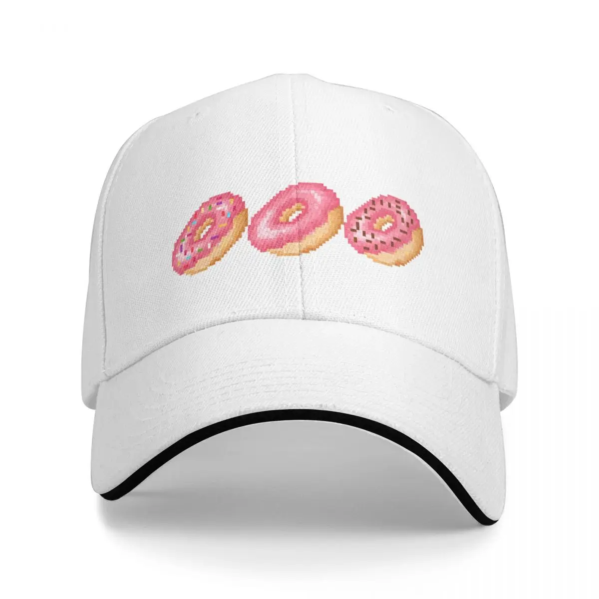 Declicious Retro Pixel Glazed Donut Baseball Cap Hat Man For The Sun Trucker Hat Golf Women Beach Fashion Men's