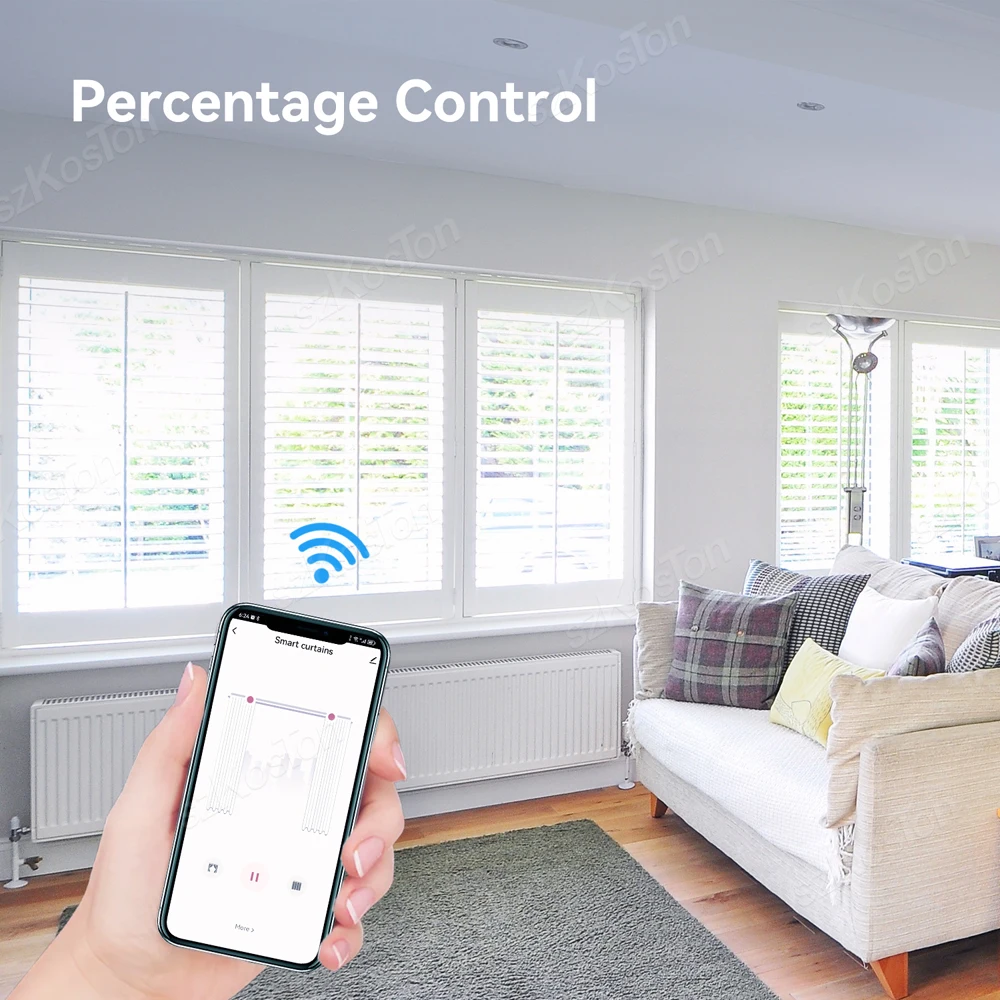 Persiana enrollable motorizada con WiFi, Motor eléctrico de cortina inteligente, RF, Control remoto por aplicación Tuya, Alexa/Google