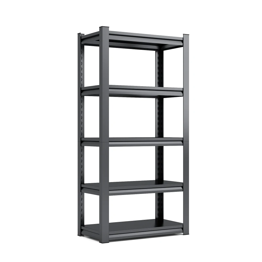 5-Tier Metal Shelves for Garage, 2000LBS Heavy Duty, Adjustable Industrial Shelving Unit, Black Storage Utility Rack.