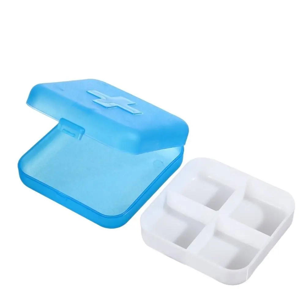 4PCS Bedroom Four Grid Medicine Box Portable Plastic Pill Dispenser Dust Prevention Waterproof Medicine Storage Container Travel