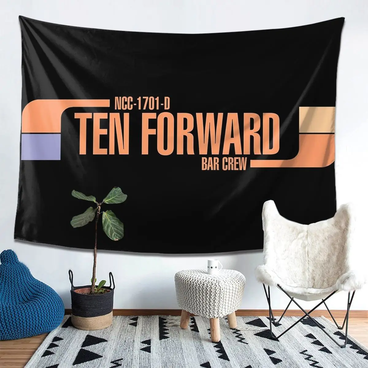 

Ten Forward Bar Crew NCC 1701-D Tapestry Decoration Art Aesthetic Tapestries Living Room Bedroom Home Wall Cloth Wall Hanging