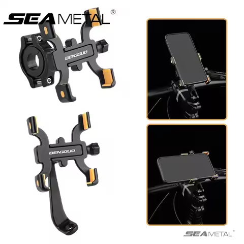 SEAMETAL Motorcycle Bicycle Phone Holder Aluminum Alloy Shock Absorption Phone Stand Bracket Waterproof Stable GPS Navigation