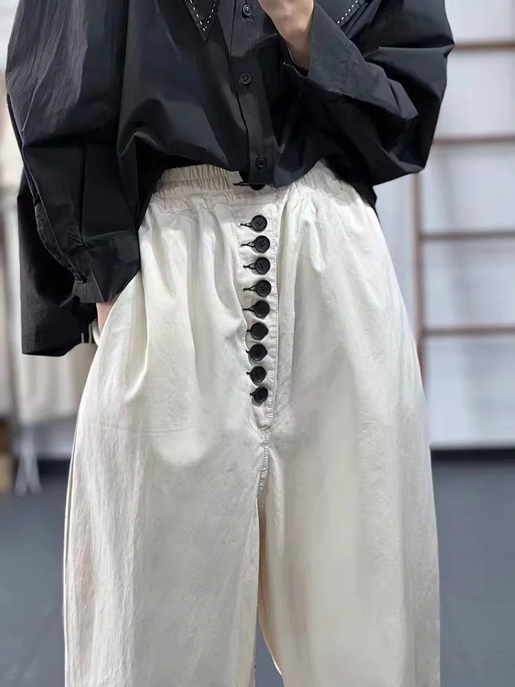 Plones hoados de pierna recta de cintura alta, plones informs para mujer, plones de pierna ancha de Color pu...