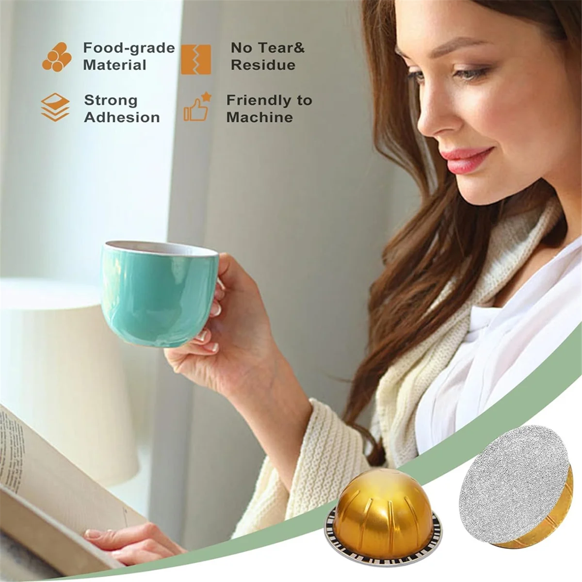 Aluminum Foils Lids Seals - Reuse Capsules Coffee Pods 120Pcs, for Vertuoline Vertuo Reuse Coffee Pods Cover Seals 62mm