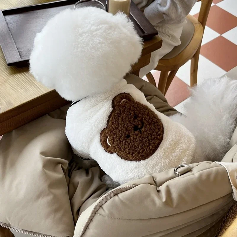 Cute Plush Pet Dog Clothes Autumn Teddy Pullover Poodle Warm Clothes Yorkshire Coat Winter Maltese Cartoon Bodysuit Pet Supplies