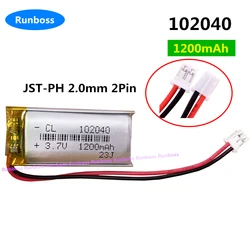 1-10 sztuk 3.7V 1200mAh 102040 JST 2.0mm 2Pin bateria litowo-polimerowa do GPS Mp3 Mp4 sterowane radiowo urządzenie elektryczne kamera DVR