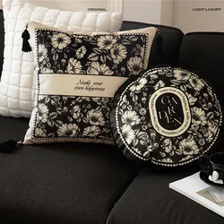 Luxury Velvet Cushion Cover Home Decoration, Black and White, Pillowcase Shell, Floral Farmhouse, Vintage Coach Sofa Bed and Car