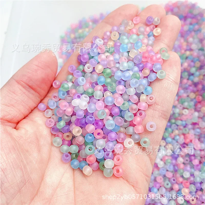 2/3/4mm size evenly frosted micro colored glass rice beads, handmade DIY string beads, seed bead jewelry accessories