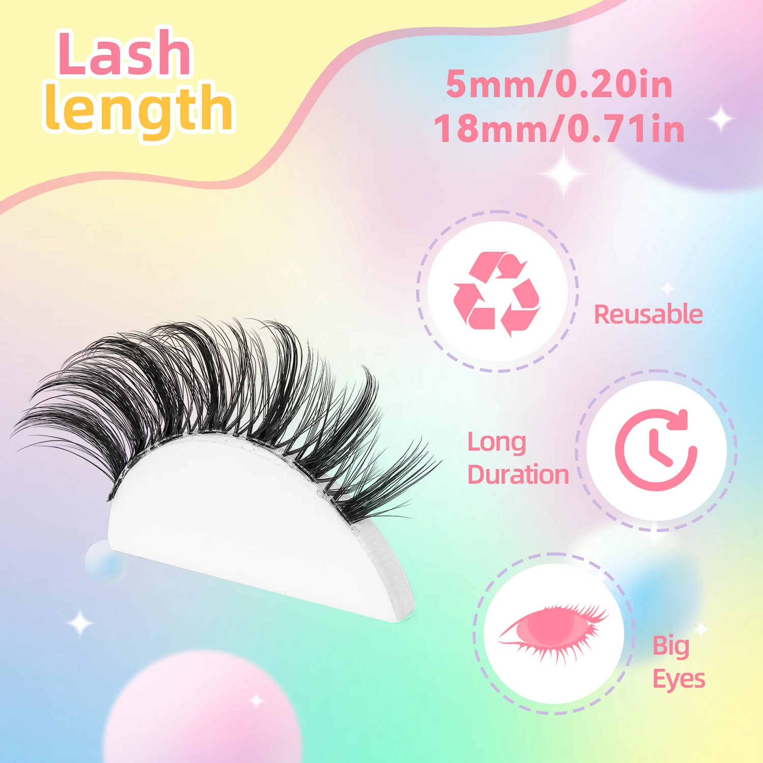 7-Pair Natural False Eyelash Transparent Stem Cross Style Lightweight Manga False Eyelash