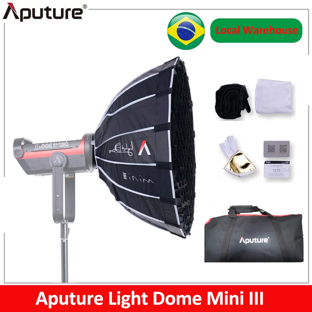 【Do Brasil】Aputure Light Dome Mini III Softbox Bowens Deep Octagon Softbox with Grid for Amaran 300C 150C 200X S Aputure 600D