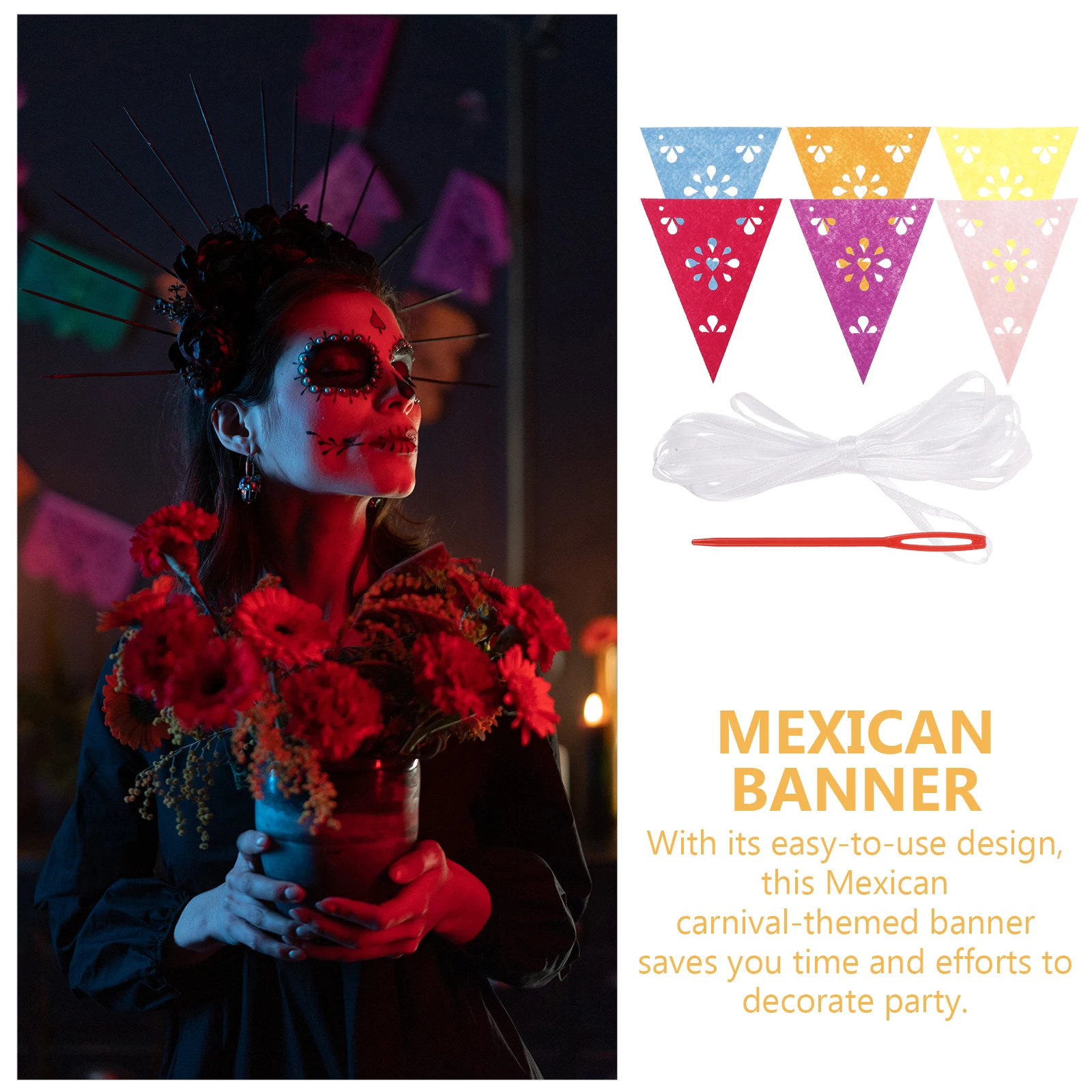 

1 Set Triangle Flags Mexican Decorations Fiesta Banner Day Of The Dead Banner Cinco De Mayo Party Hanging Banners Festival Party