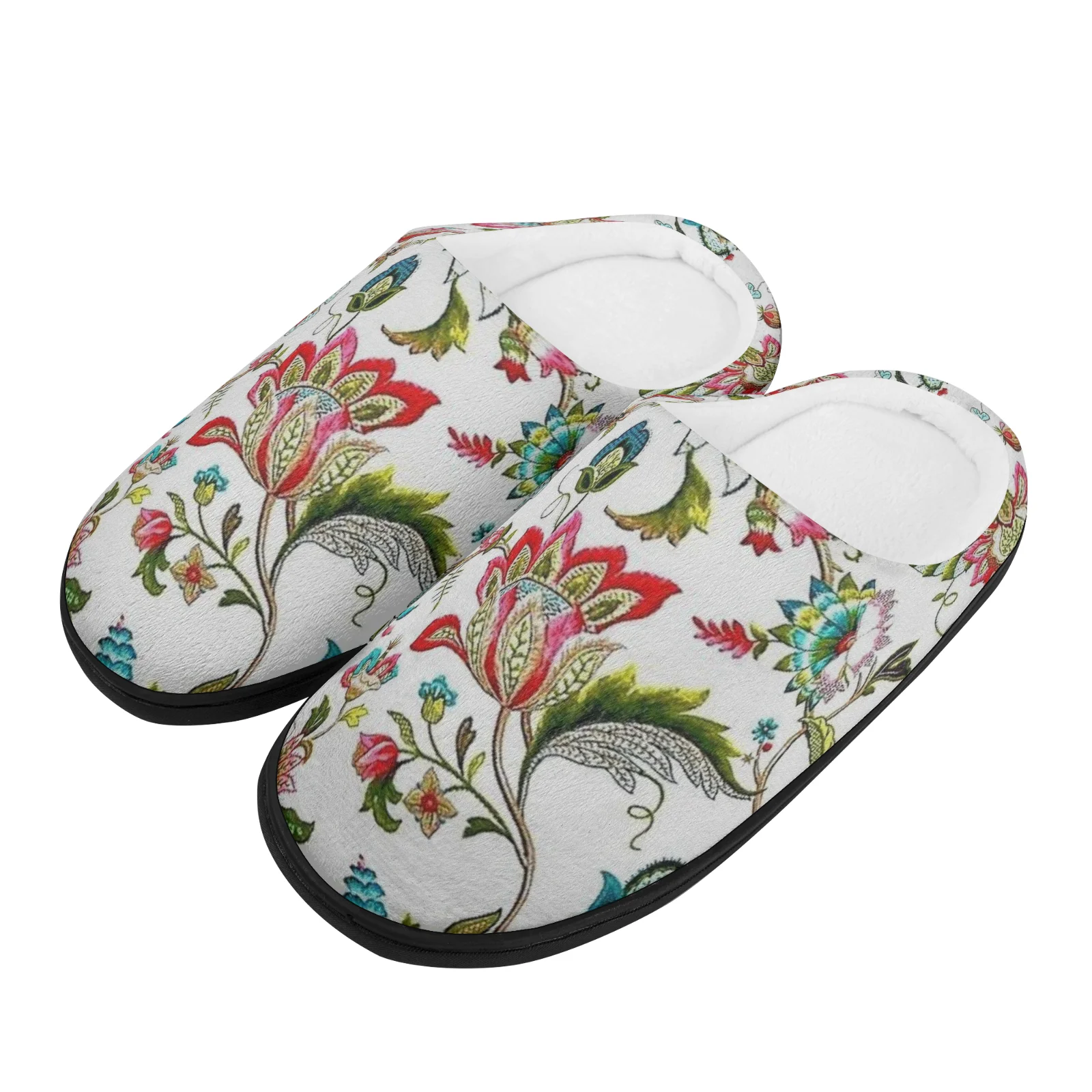 

Floral pattern Home Cotton Slippers for High Quality Plush Casual Keep Warm Shoes Thermal Slipper