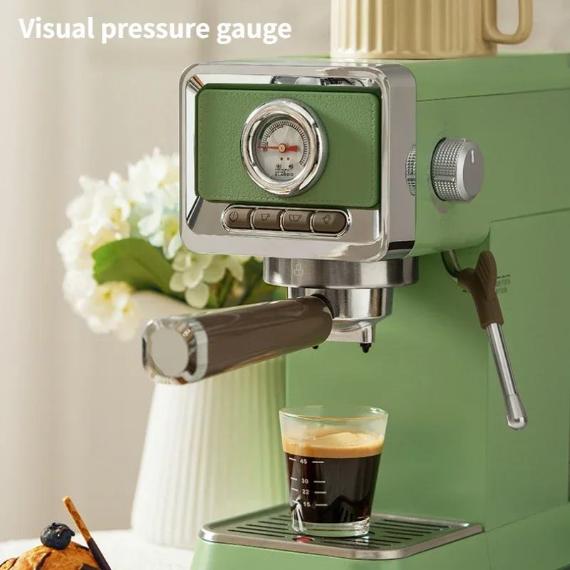 Mesin pembuat kopi 20Bar otomatis rumah espresso komersial kecil Retro Amerika Retro