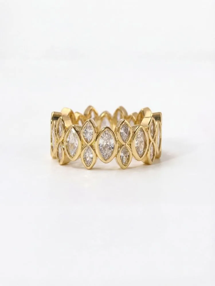 925 Sterling Silber Goldener Marquise-Ring mit Zirkonia für Damen, Alltags-, Verlobungs- und Hochzeitsring, Luxuriöser Hochwertiger Edler Schmuck – Detail 6