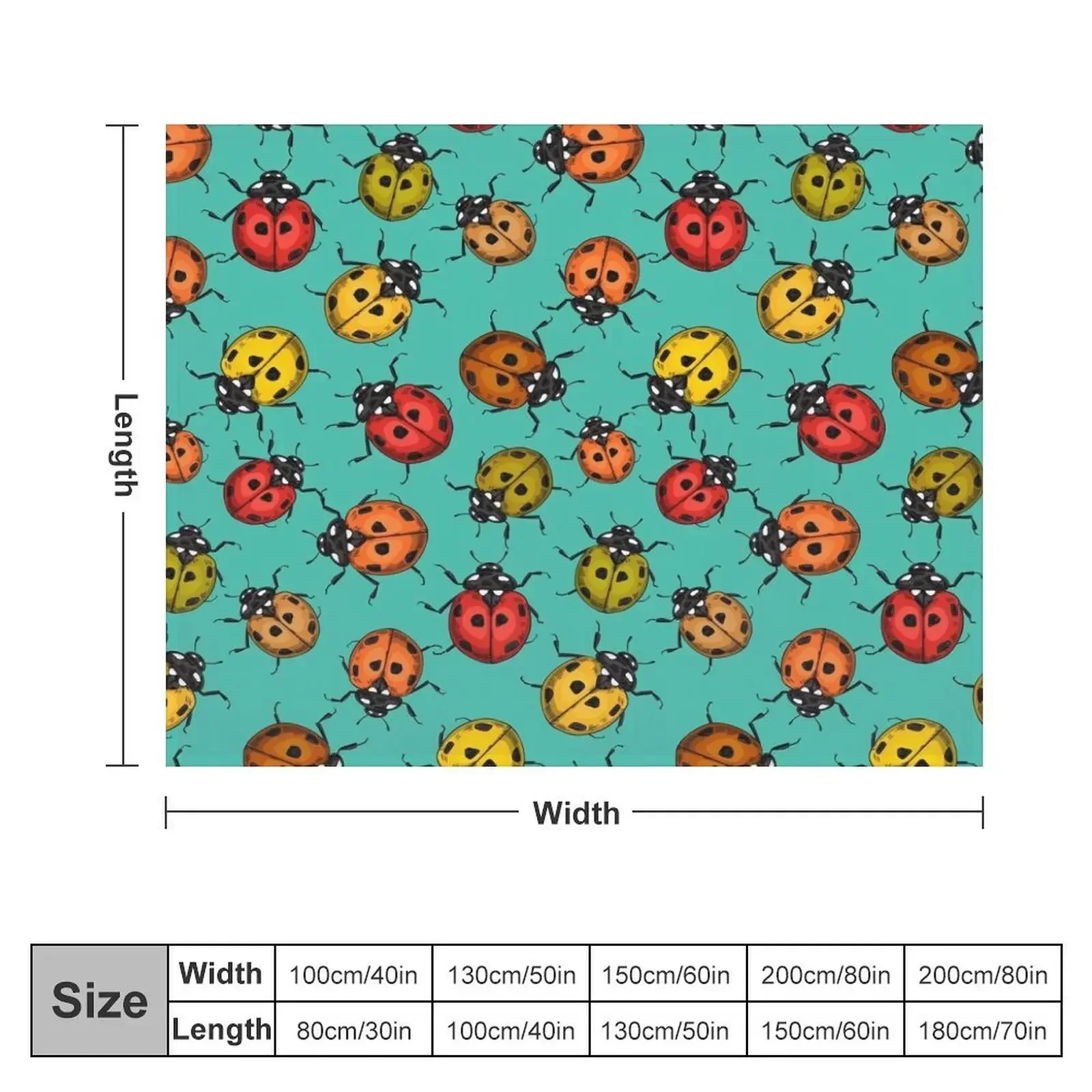 Colorful ladybugs on turquoise Throw Blanket Hair christmas gifts Blankets