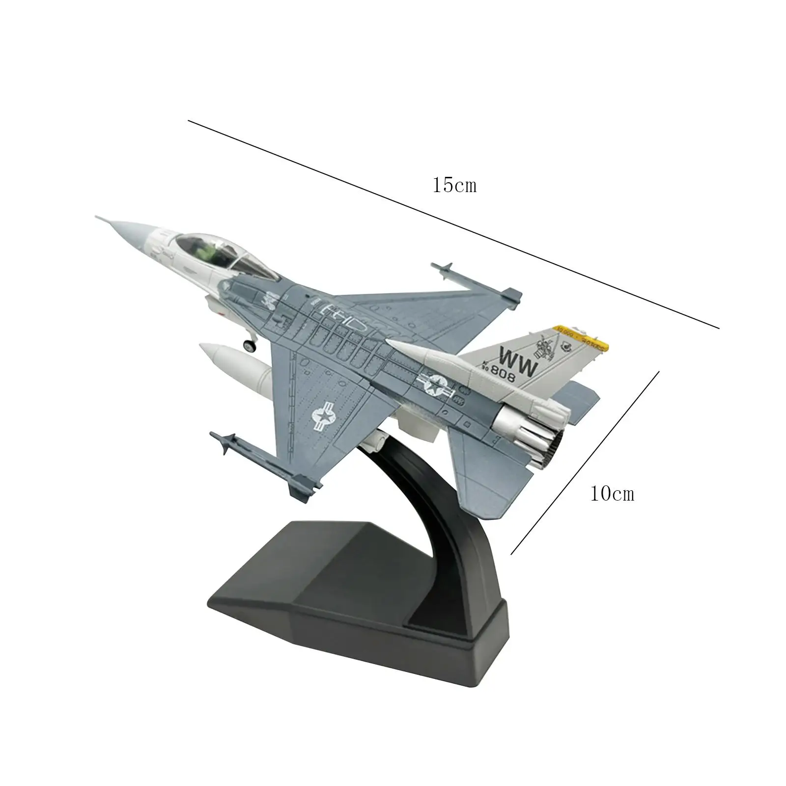 Avion de html F16C Moulé Sous Pression avec Base pour TV, Jouet pour Enfant, 1/100