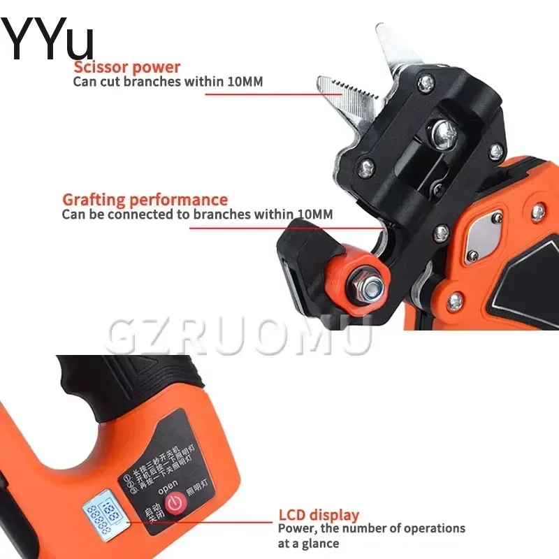 for Lithium Battery Grafting Machine Handheld 2 in 1 Plant Stem Seedling Pruning Branch Grafting Tool Multifunctional Pruning
