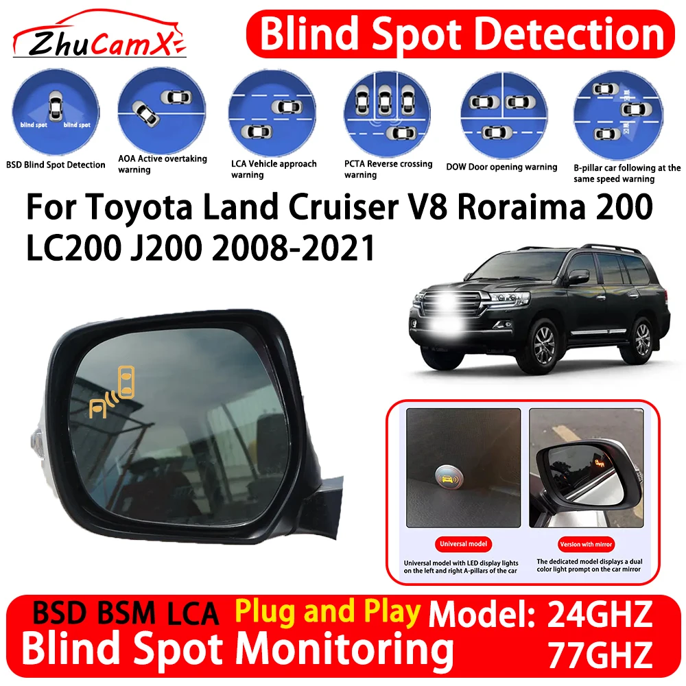 for Toyota Land Cruiser V8 Roraima 200 LC200 J200 2008-2021 Blind Spot Detection System BSM Lane Change Assist RCTA Radar Alert