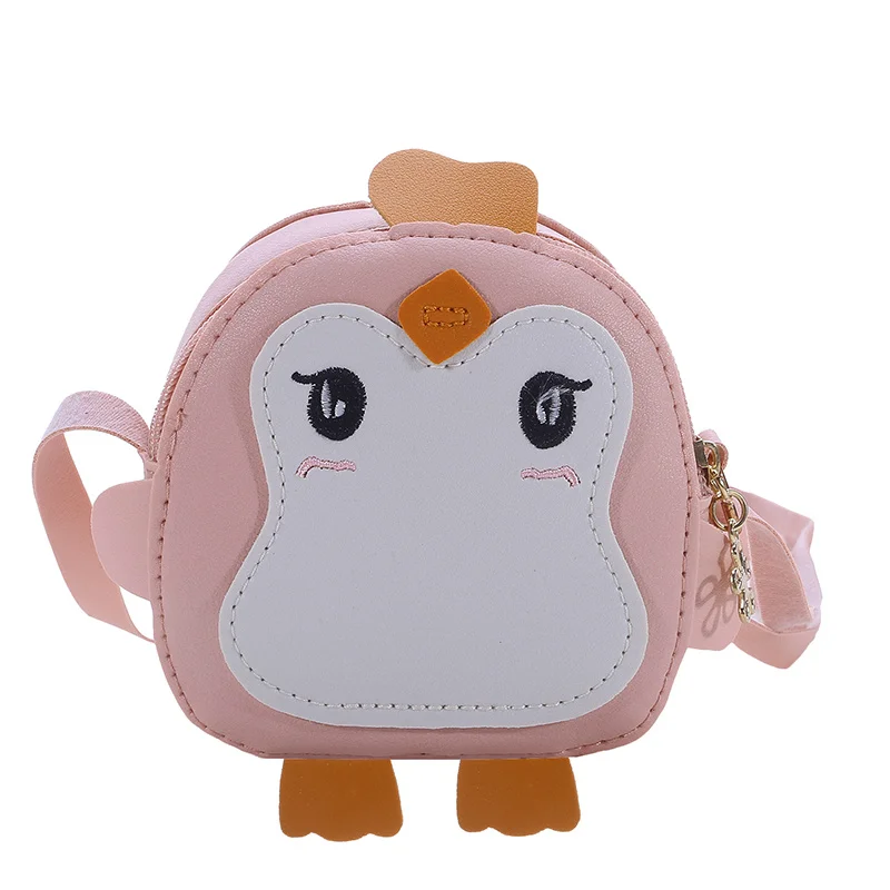 Girls Shoulder Bags Cartoon Penguin Coin Purse Cute Zipper Children Coin Wallet Card Messenger Bags