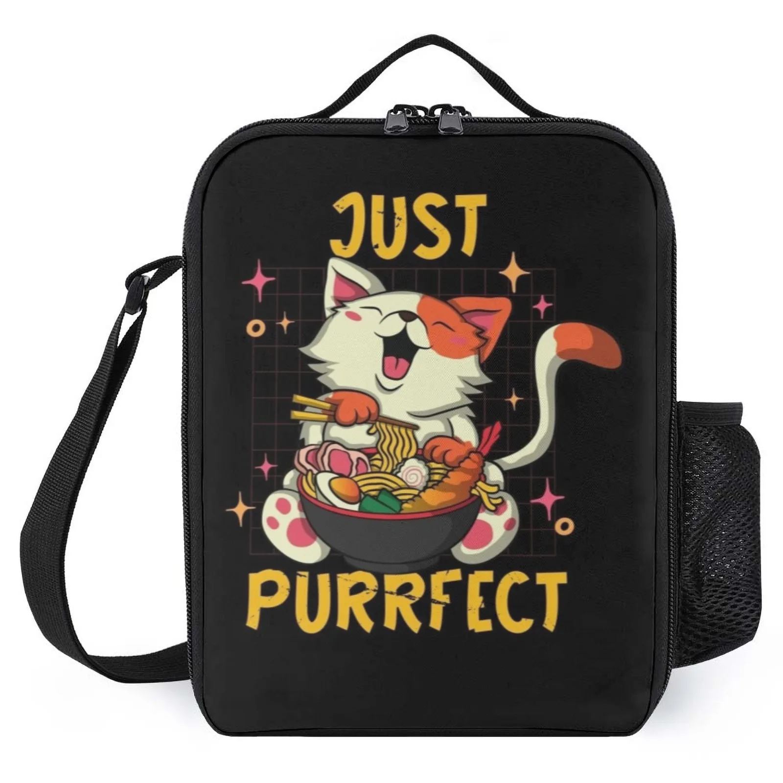 

Just Perfect Cat Cats Baby Lonchera Printed Lunch Bag With Shoulder Strap Lunch Box Girl Insulation Lunch Box Bag