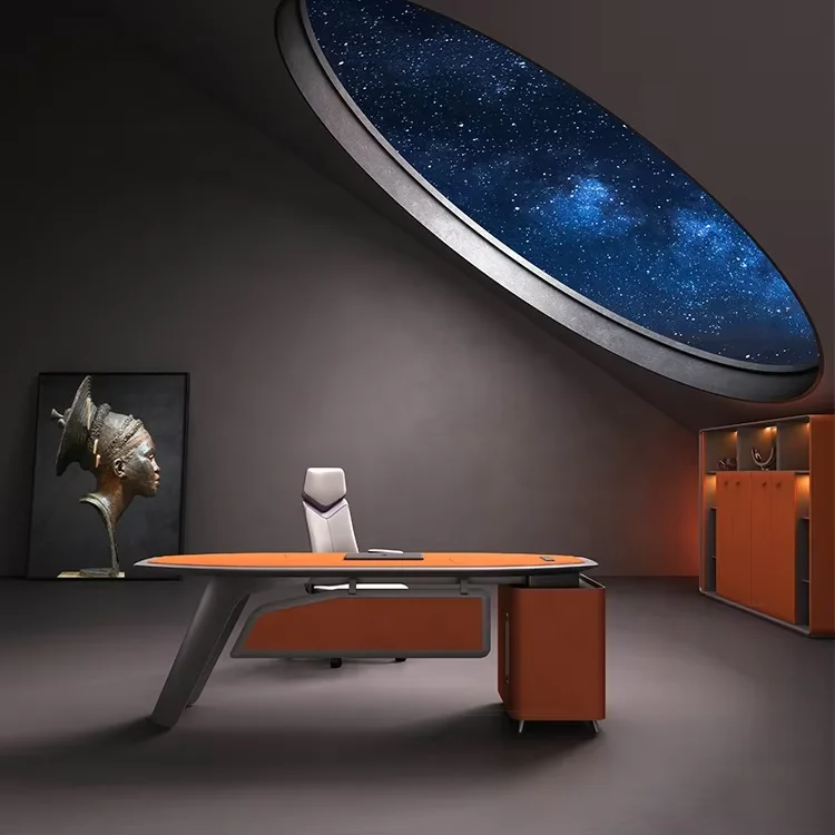 

High End Business Boss Leather Luxury Commercial Office Furniture Desk Modern Ceo Executive Office Table