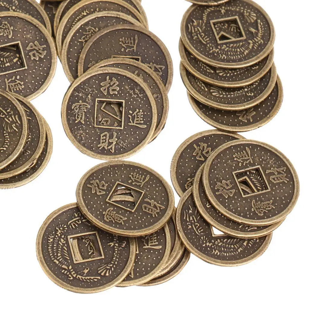Feng Shui Metal Coins Luck Wealth Symbols Chinese Novelty Souvenir Set for Home or Office