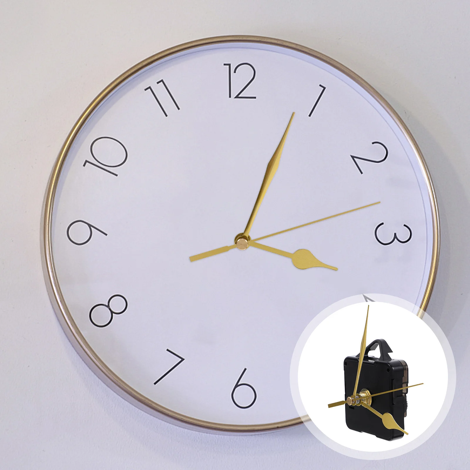 

Quartz Clock Movement Kits Golden Silent Wall Clock Mechanism Parts DIY Repair Core with 3 Pointers Hook for Cross Stitch Desk