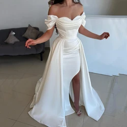 Thinyfull Formal Mermaid Prom Dresses White Off The Shoulder Evening Dress 2023 Saudi Arabia Cocktail Party Prom Gowns Plus Size