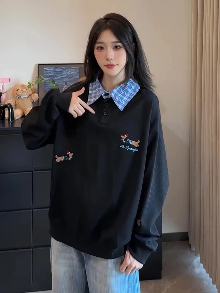 Sudadera Miu Sle para hombre, de manga larga, ropa interior, camiseta base, marca de moda, bordado de perro salchicha, moda de otoño