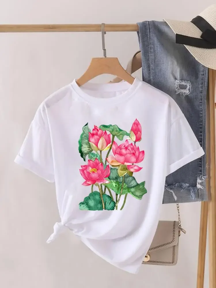 Cute Sweet Women Clothes o-collo Graphic T-Shirt Fashion Print manica corta Lady Top T-Shirt da donna femminile