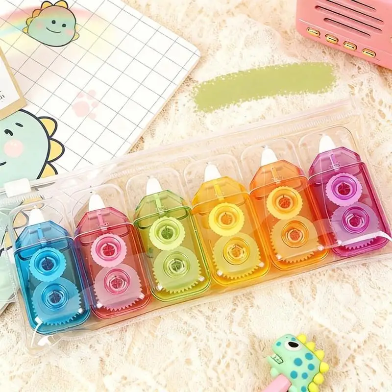 6Pcs Smooth Correction Tape For Concealed Error Coverage Ergonomic Comfortable Friendly Materials Portable Design D2RC