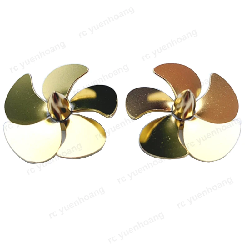 1Pair Model Boat Diameter 39mm Shaft Hole M4 5-Blade Paddle Tin Soldering Brass Propeller for DIY Civilian Ships Vessels