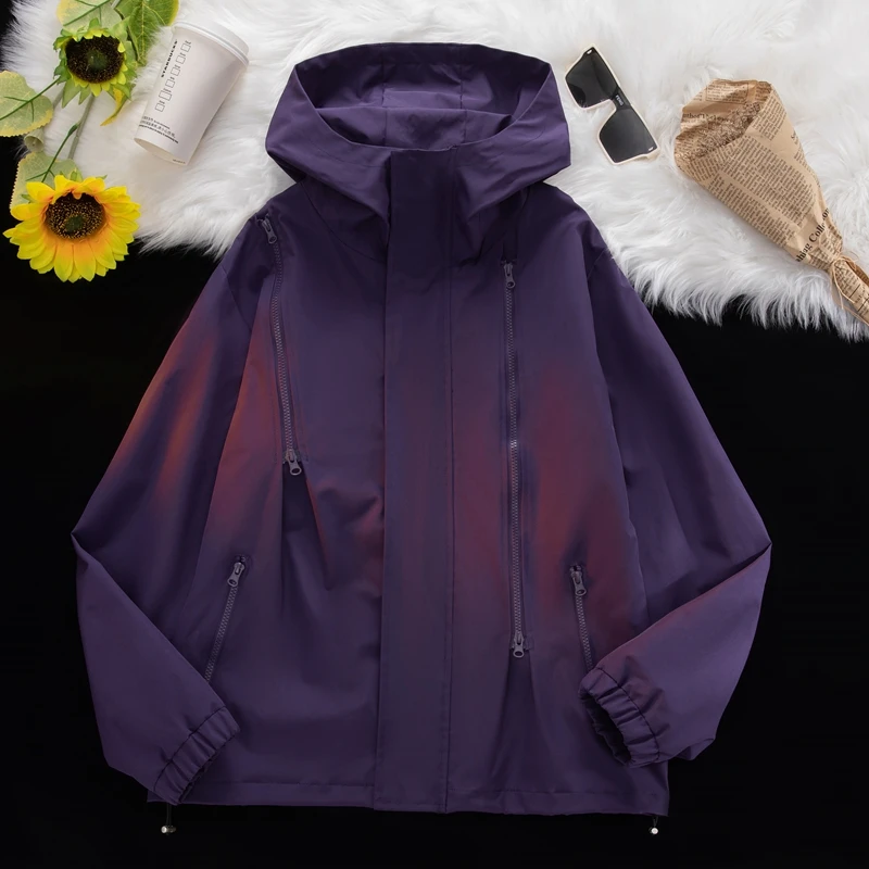 Men Hooded Jackets Autumn Outdoor and Streey Style Basic Coat Purple White Black Red Green Outerwear Informal Suit Design Look