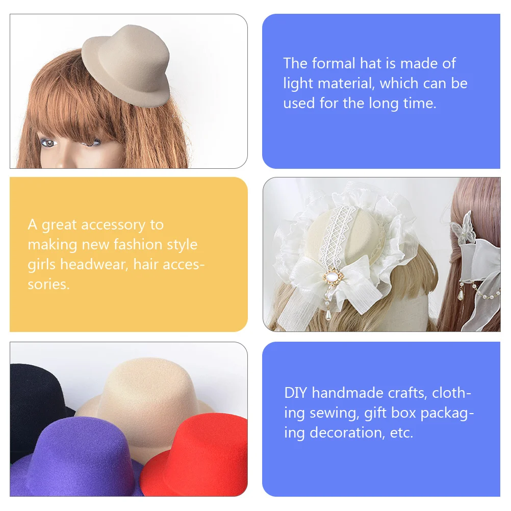 

4 Pcs Top Hat Jewelry Decorations Craft Hats DIY Tops Tea Party Bowler Accessories Small