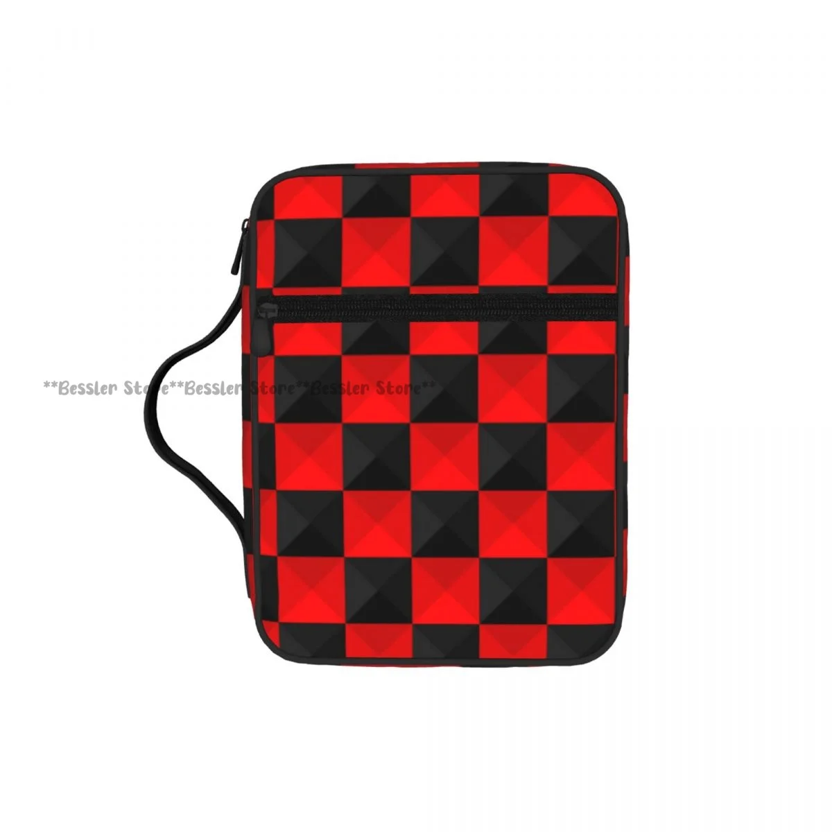 

Prayer Book Storage Handbag Protective Bible Cover Red Black Plaid Print Church Prayer Bag Zipper Book Case