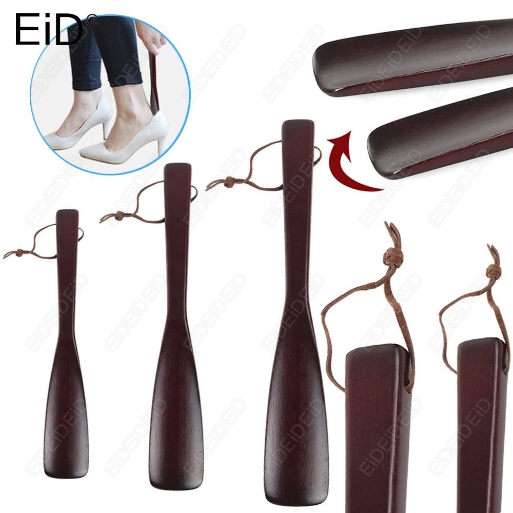 Professional Wooden Shoe Horn Flexible Long Handle Durable Shoe Lifter Shoe Spoon Home Tool for Seniors EID