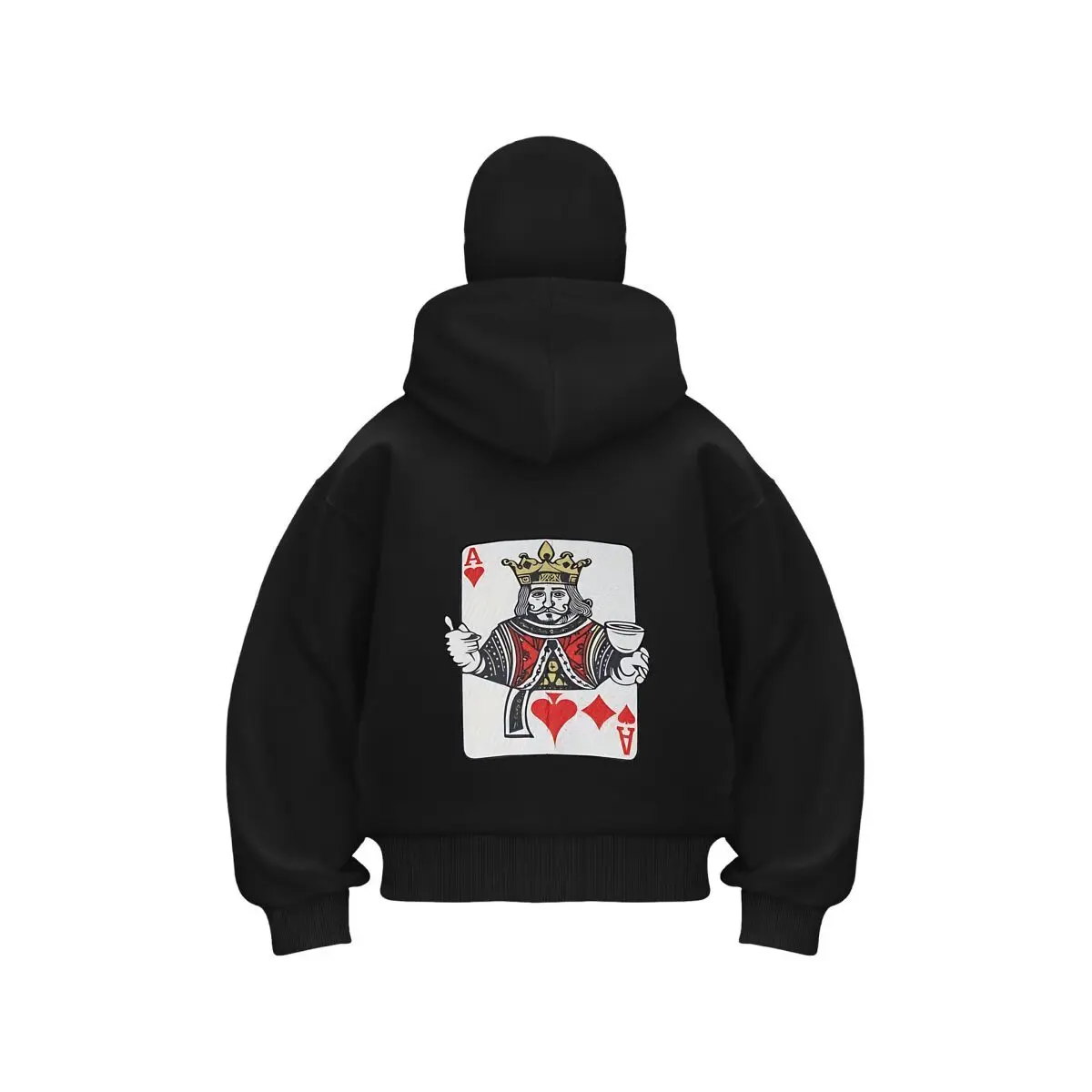 

King of Diamonds игральные карты искусство двойной капюшон Балаклава мужская толстовка на молнии зимняя теплая