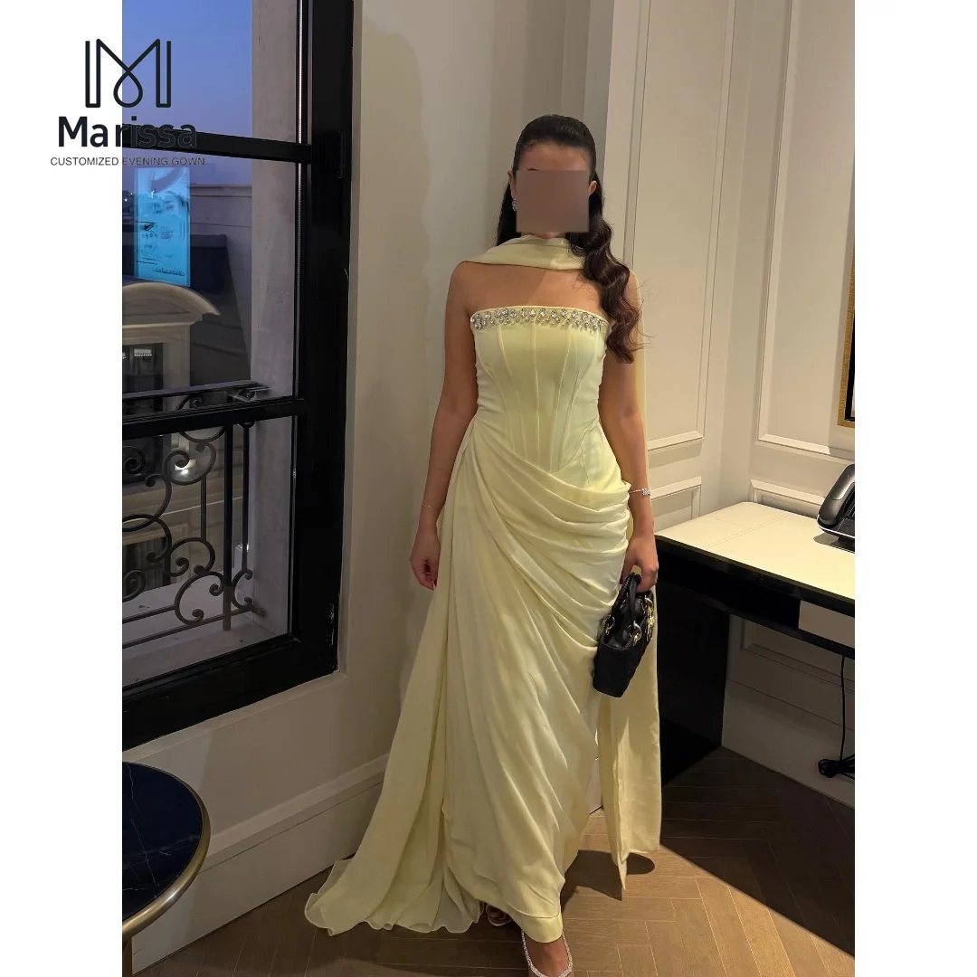 

Marissa A-line Satin Women Evening Dress Woman Crystal Neckline Luxury Prom Dresses Elegant Evening Party Custom Made Ball Gown