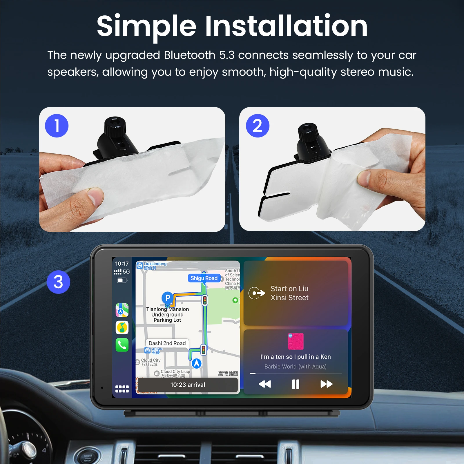 Portable Newest Wireless Apple CarPlay and Android Auto Screen for Car, 7" HD Touch Screen Car Stereo with Mirror Link image 4