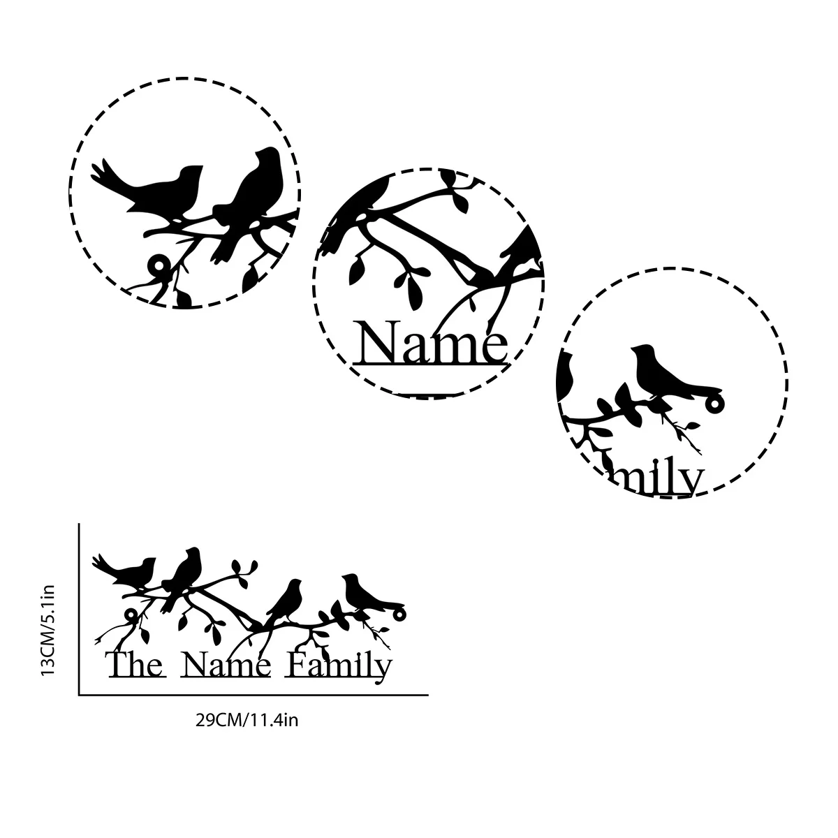 Custom Personalized Family Name Sign Custom Metal Wall Art Decorative Hanging Outdoor Wall Decor Birds Wall Art - Image 2