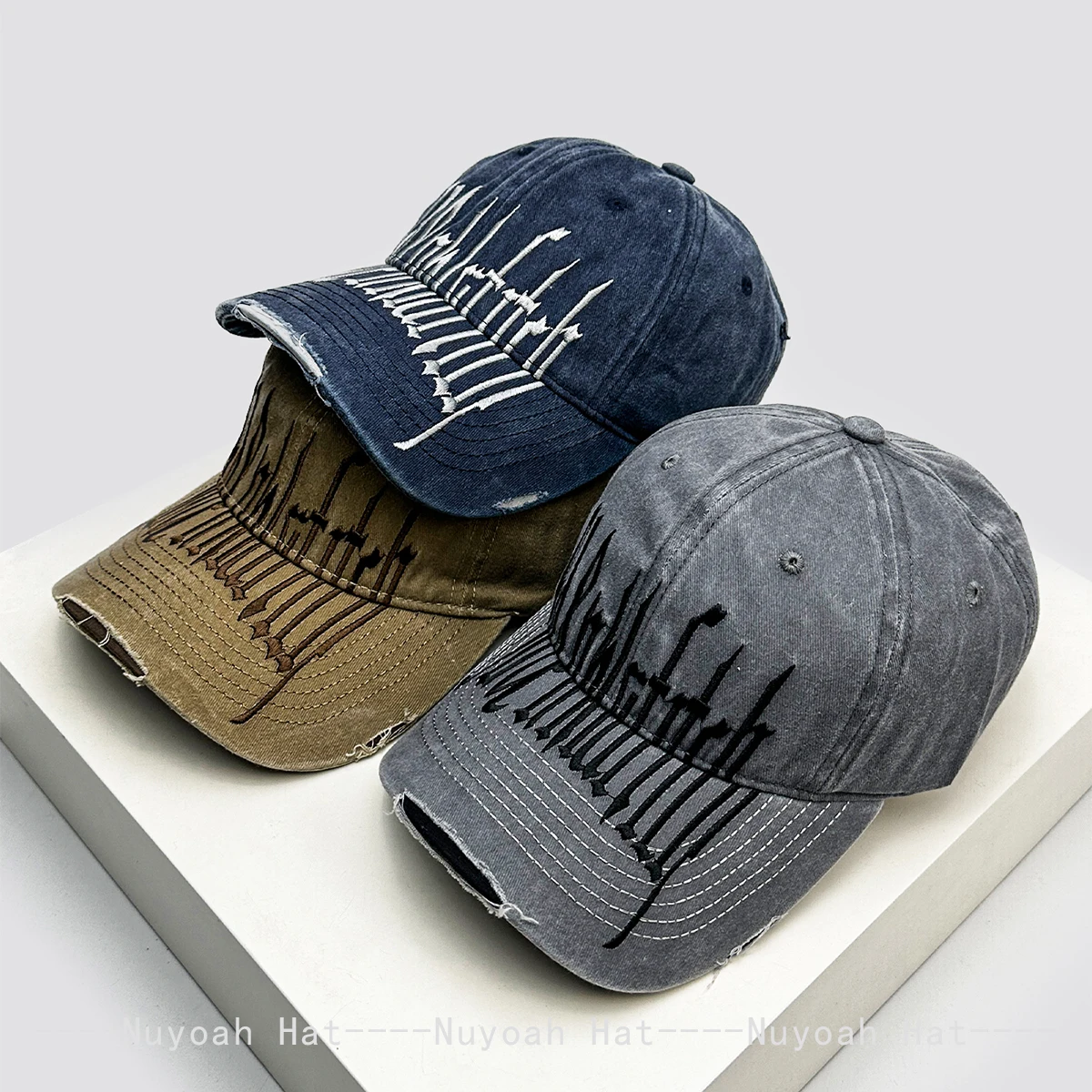 Retro-amerikanische Baseballkappe mit gestickten Buchstaben, Unisex, Sonnenschutz, Used-Look, vielseitige Schirmmütze für Männer und Frauen, modisch
