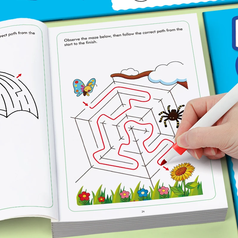 32 Pages of Colorful Maze Patterns Children's Fun Maze Drawing Book Activity Book, Improving Pen Control Logical Thinking