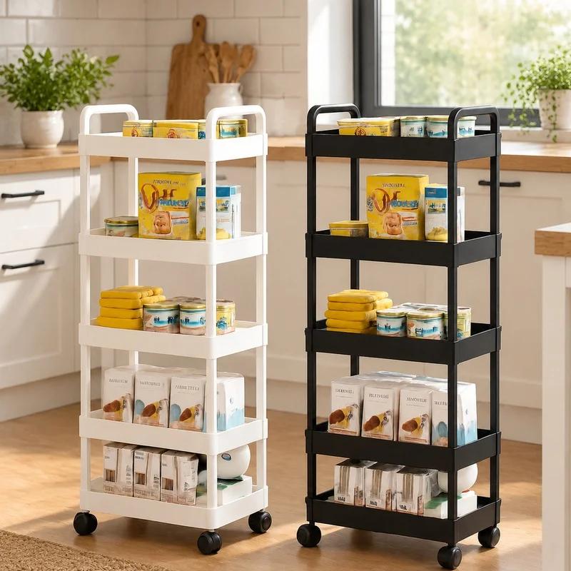 5-Tier Rolling Storage Cart with Wheels, Versatile Mobile Organizer for Kitchen, Fruits, Veggies, Snacks, and Books