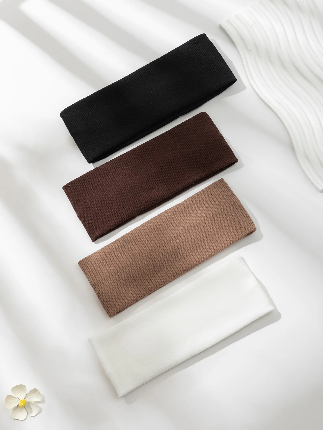 4-piece set of knitted solid-color hair bands suitable for both men and women, for sports and fitness use
