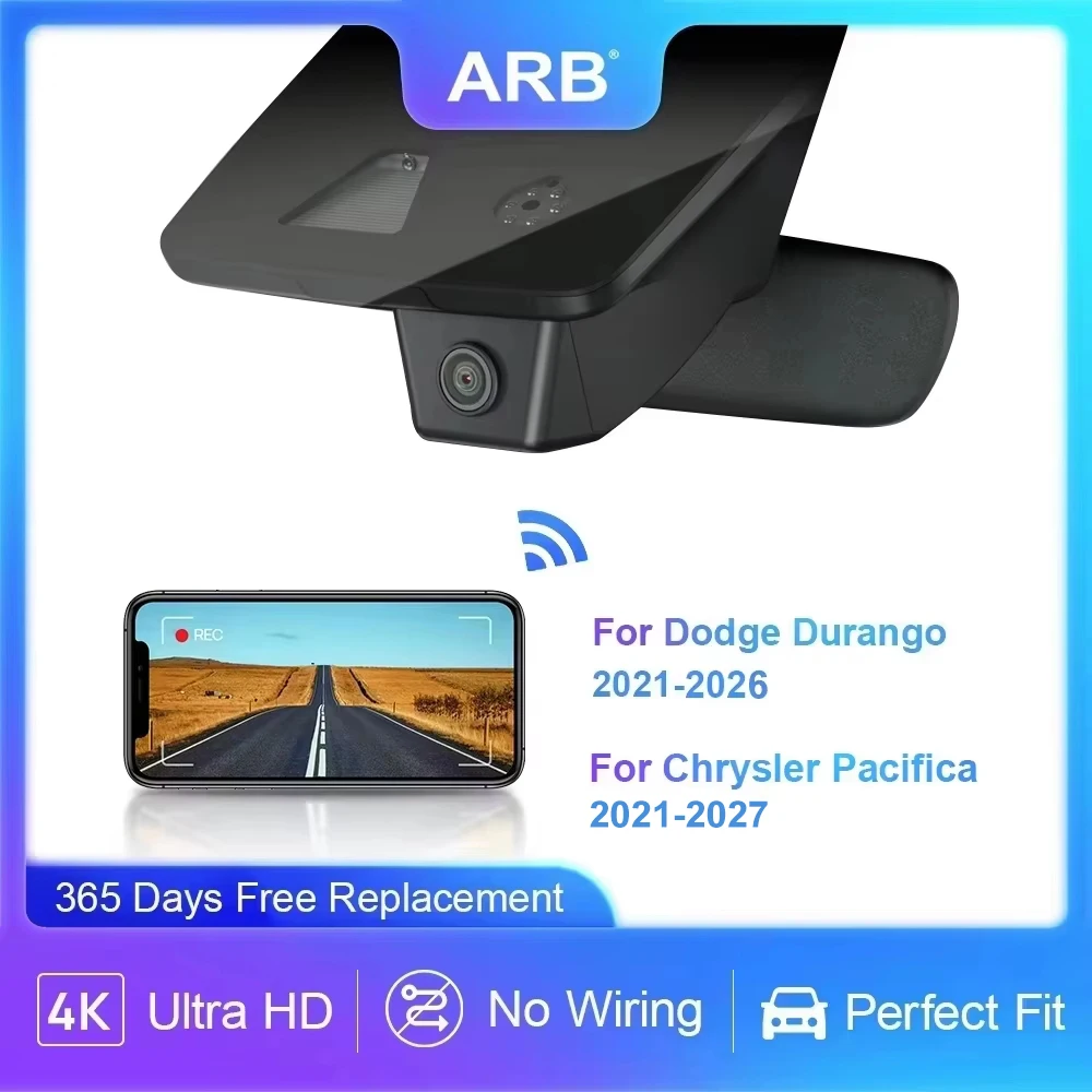 Car DVR for Dodge Durango 2021-2026 and Chrysler Pacifica 2018-2027, ARB Original Factory Style 4K 2160p Dash Cam